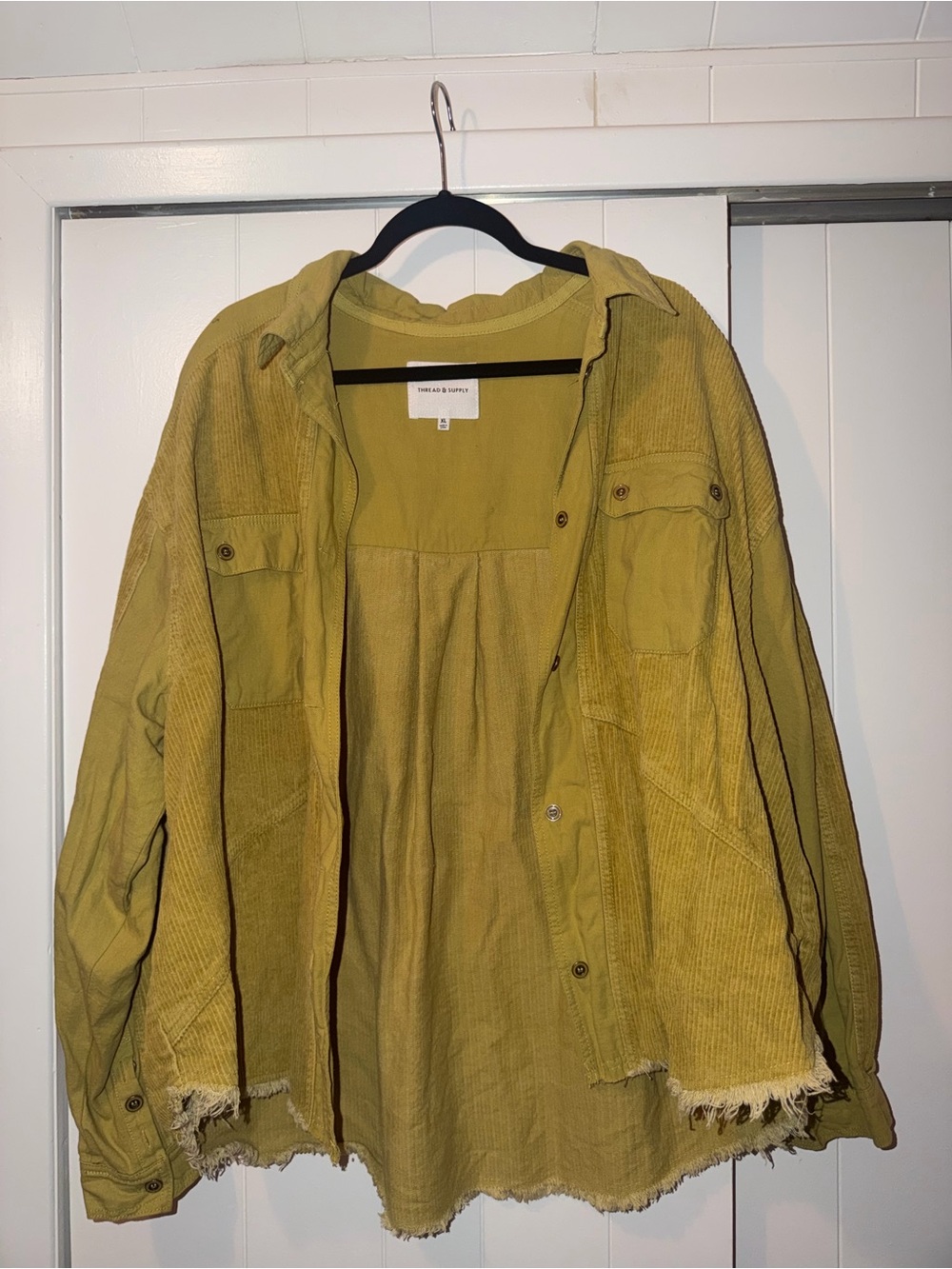Thread & Supply Oversized Olive Green Corduroy Shacket